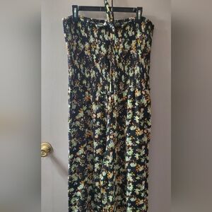 Next Black Floral Jumpsuit With Pockets And Strape To Tie Around Neck. Sz 18